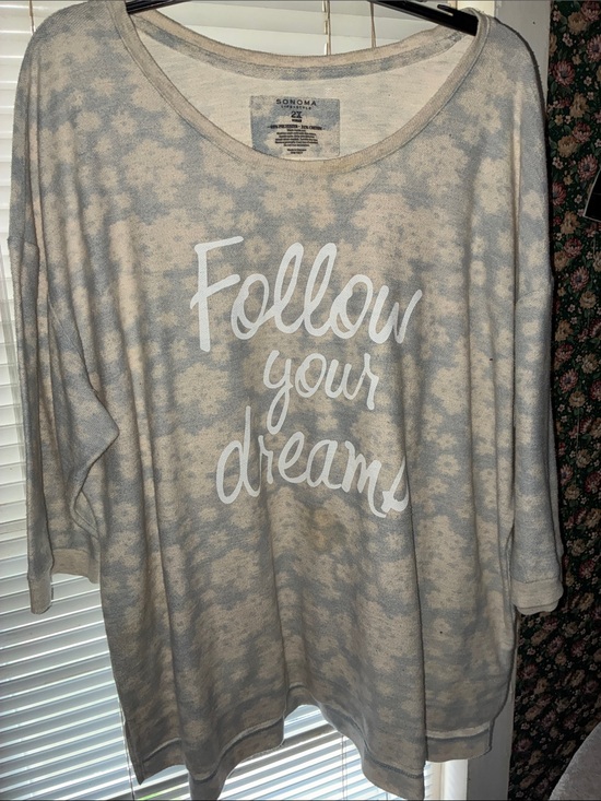 Sonoma Tops - SONOMA Cream & Light Gray 'Follow Your Dreams' Relaxed Sweatshirt